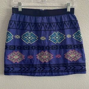 American Eagle Mini Skirt Women's Size 0 Geometric Aztec Embroidered Lightweight